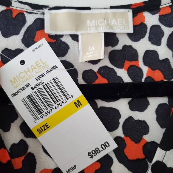 NWT Michael Kors Leopard Print Zip / Tie Blouse - Picture 6 of 8